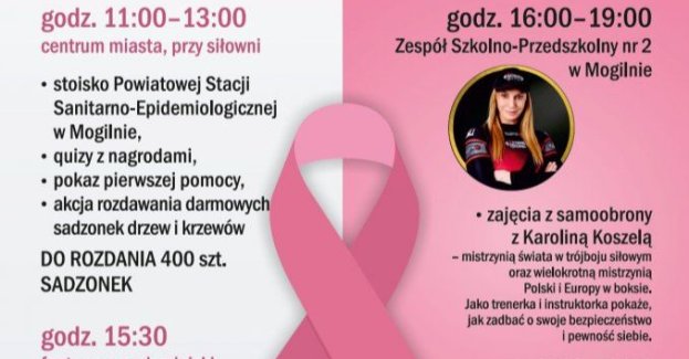 15 października w Mogilnie odbędzie się wydarzenie „Różowa Wstążeczka”, poświęcone profilaktyce raka piersi, zdrowiu, bezpieczeństwu i aktywności fizycznej. W programie znajdą się spotkania i atrakcje w centrum miasta, parku miejskim oraz Zespole Szkolno-Przedszkolnym nr 2.